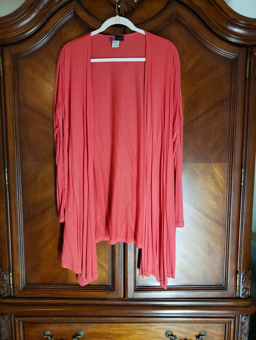 Lightweight Coral Open-Front Cardigan by Chi by Falchi